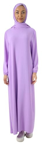 AFR® Womens Plain Elegant Abaya Modest Long Dress, Ladies Lightweight & Breathable Islamic Wear, Perfect for Daily Prayer (Lilac, One Size)