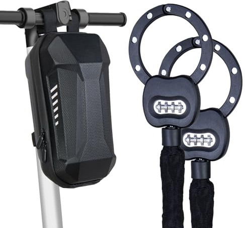Todeco Antivol Trotinette Electrique, 8mm Chaînes, avec Serrure à Code | Sac de Rangement étanche, Cadenas Anti-effraction pour Scooter électrique Vélo électrique Moto