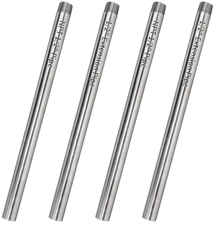 DEEFIINE 2 Stück 76cm 1/2 Zoll Gewindestandard Edelstahl-Rohrverschraubung Fit rohr-schraubzwinge 1/2 zoll mit 2 Stück 76cm Verlängerungsstänge aus Edelstahl
