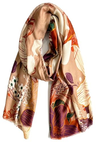 Emma & Giovanni - Sciarpa Leggera Stampata in Misto Cotone - Donna (Taupe)
