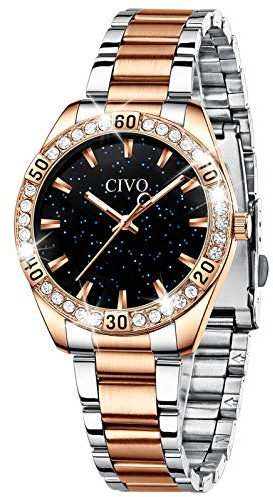 CIVO Damenuhr Edelstahl Sternenhimmel Armbanduhr: Wasserdicht Uhren Damen Analog Quarz - Designer Klassische Frauen Uhr Geschenk