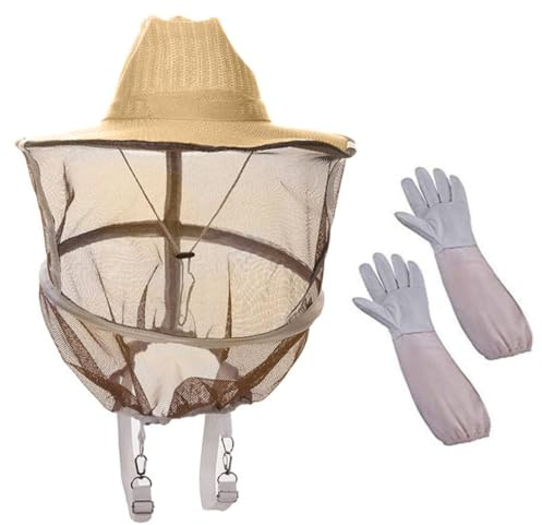 Hemobllo Guantes Gorro de Apicultor con Velo Transpirable y Protección Reutilizable para Trabajo Frío y Defensa contra Insectos