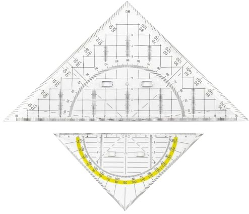 2 Stück Geodreieck Groß,(16cm+22cm) Transparenter Kunststoff Geodreieck Mit Abnehmbarem Griff,FüR Zeichnen Kartografieren Modellieren SchüLer Studenten Designer