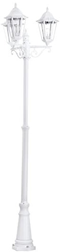 Licht-Erlebnisse Exklusive Stehlampe Weiß Klar Höhe 220cm 3-flammig Laternenform Außenleuchte Terrassenleuchte Laternenleuchte Gartenlampe Kerzenlampe Stehleuchte