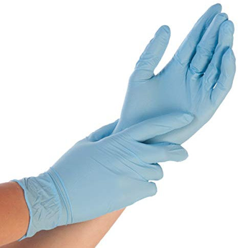 Franz Mensch Top-Untersuchungs-Handschuhe, Einweg-Nitril-Handschuhe, puderfrei, ohne Latex, im Beutel, weiß, blau 10 x 100 Stück, Farbe:blau, Größe:M