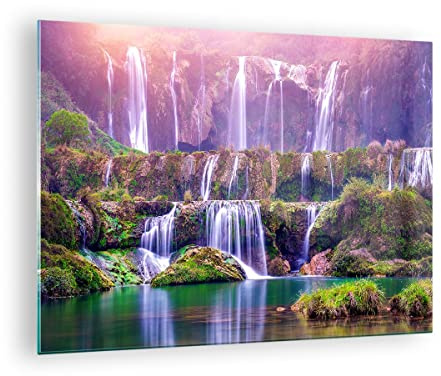 ARTTOR Bilder auf Glas 70x50cm Wandbild Glasdruck Landschaften Natur - 3893 | Wasserfall Klein Modern Dekoration Wohnzimmer Schlafzimmer Küche Wanddeko Kunstdruck Art Wall Decor ARTTOR
