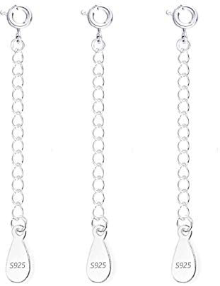 ALEXCRAFT 925 Sterling Silber Kettenverlängerung Verlängerung Kette Halskette Armband Verlängerungkette für Schmuckherstellung, 3 Stück 2 inch
