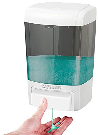 CATTREES 800ml (27oz) Wall Mount Soap Dispenser – Commercial Heavy-Duty Manual Liquid Dispenser for Hand Soap, Sanitizer & Shampoo – BPA-Free Plastic Pump for Kitchen, Bathroom, Restaurant, Hotel