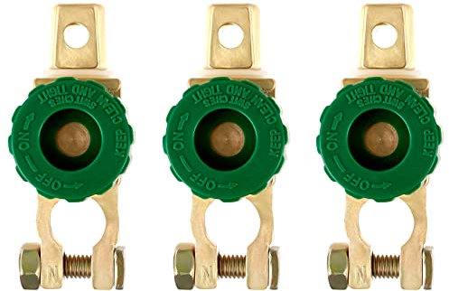 3 Pieces Car Battery Isolator Quick Cut Off Switch 6-24V Terminal Disconnect Zinc Alloy Copper Plating Master for Boat Truck