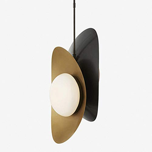 Luz pendiente posmoderna, Suspensión de cristal blanca Pantalla accesorio de la lámpara de metal, aparatos de alumbrado colgantes de techo for Office Dormitorio Comedor Cafe, G9 lámpara de LED Kit