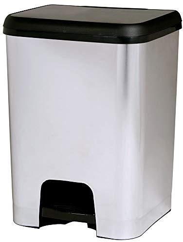 COM-FORT HOUSE | Cubo de Basura Pedal | Capacidad de 26 litros | Cubo Reciclaje | Color Metalizado | Cubo de Basura Cocina | Piezas Extraíbles | Limpieza Fácil |