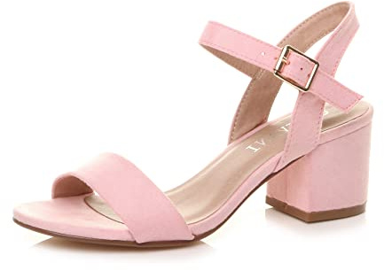 AJVANI women low block heel peep toe ankle strap strappy party sandals size 6 39