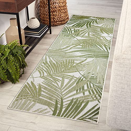 rugsx Teppich, Läufer SISAL SION Palmenblätter, tropisch, flach gewebt Ecru/grün 60x250 cm