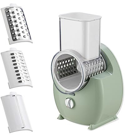 RIDAEX Cortador de Verduras eléctrico, Cortador de Verduras de Cocina Multifuncional, Cortador de Patatas, rábano, Rebanada de Verduras, trituradora portátil Recargable para el hogar,Green