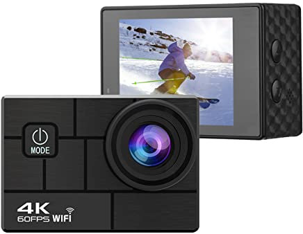 Camnoon 4K/60FPS 24MP Action Kamera Tragbare DV Camcorder mit 2 Zoll großem LCD Display Bildschirm Weitwinkel 2.4G Drahtlose Fernbedienung Wasserdichte Fall Zubehör Kit