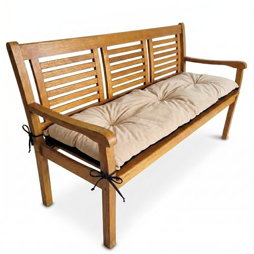 4L Textil Bankauflage Outdoor Gartenbankauflage Hollywoodschaukel | 100x60cm | Beige | Ohne/Mit Rückenlehne | Sitzkissen | Bankkissen | Gartenstuhlauflagen