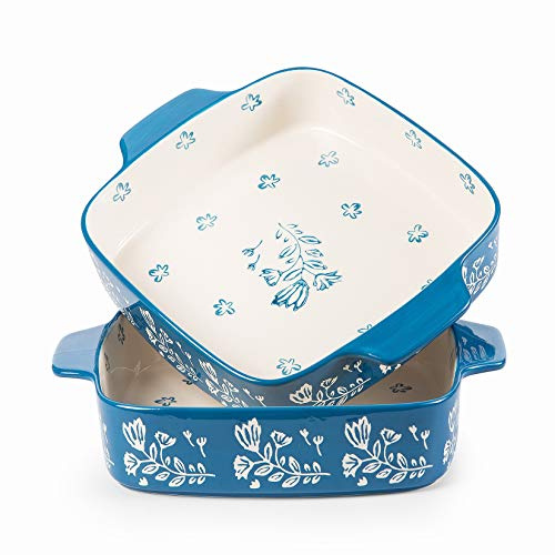 Wisenvoy 9x9 Baking Pan & Casserole Dish Set - 2-Piece Ceramic Square Bakeware