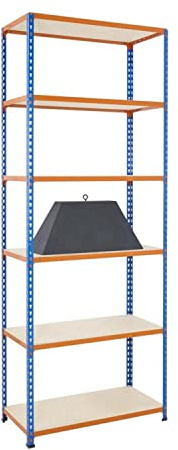 BiGDUG 6 Tier Shelving Unit - Warehouse Storage Racking - 244cm x 122cm x 45.5cm - 200kg Capacity Per Shelf - 1200kg Load Per Shelving Bay - Blue & Orange