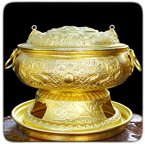 Fornelli da campeggio, braciere in rame, fornello grill, fornello barbecue, carbone, rame puro fatto a mano, riscaldatore griglia a carbone addensato, fornello in rame puro ( Color : D , Size : 36cm )