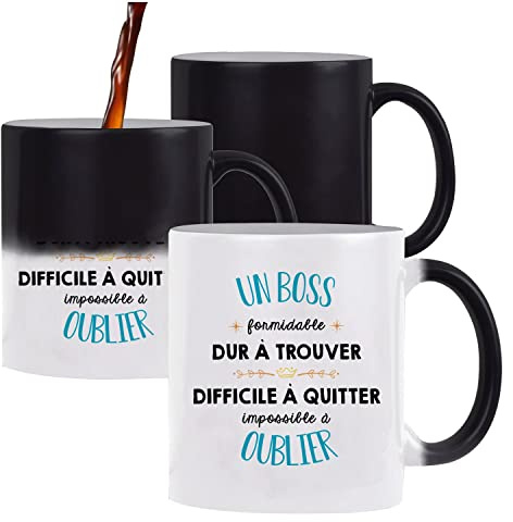 Planetee Mug magique thermoréactif un Formidable Boss | tasse change couleur chaleur idée cadeau travail collègue départ retraite anniversaire Noël homme