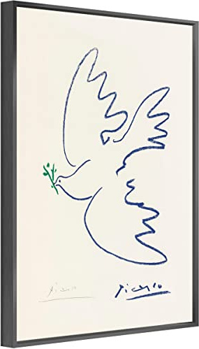 jenesaisquoi Picasso Wandkunst, Friedenstaube, Kunstdruck, Picasso-Poster, gerahmte Leinwand, Wandkunst für Wohnzimmer, Schlafzimmer, Büro (schwarzer Rahmen, 40,6 x 61 cm)