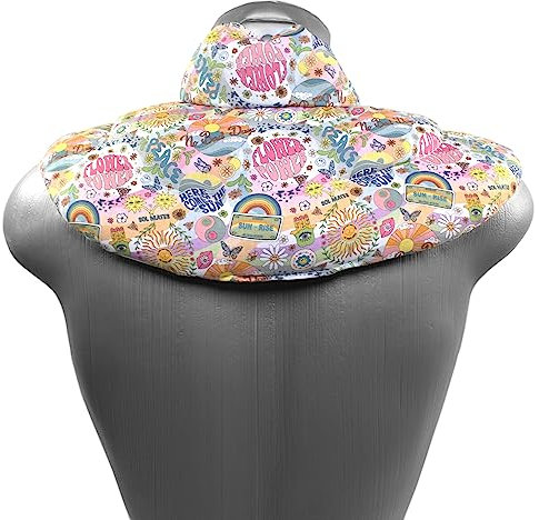 Cojín cervical térmico con cuello. Algodón biológico Flower Power. Almohada térmica cervical con semillas de grosella. Saco caliente y frio con semillas. Cojín de nuca