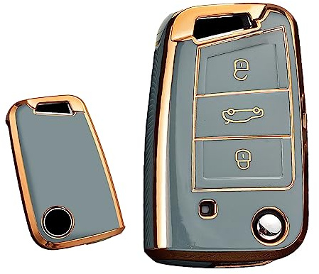 ontto Flip Key Car Key Case Fits Audi Key Case TPU Protective Key Fob Fits Audi A1 Sportback A1 Sportback 30 35 40 TFSI S-Line Key Case Gold Grey