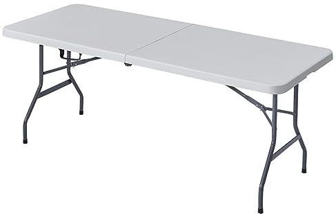 JTBDWOSK Klapptisch mit Tragegriff, Falttisch bis 150 kg, Koffertisch Biertisch Balkontisch Buffettisch Flohmarkttisch Esstisch,Weiß