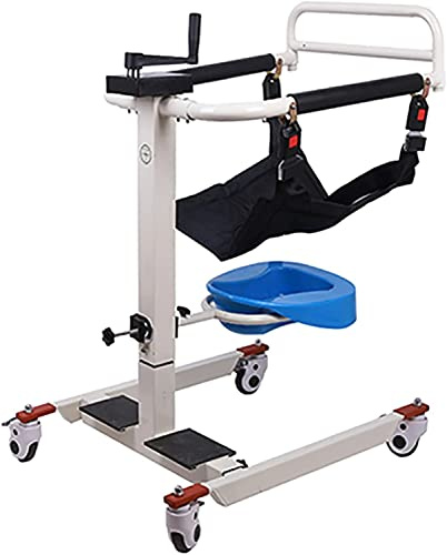 Chaise de transfert pour patient en fauteuil roulant pour la maison, fauteuil roulant de transport portable, élévateur manuel avec siège rembourré, chaise percée de chevet avec bassin de lit pour les