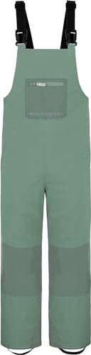 normani Kinder Winterhose mit Hosenträgern für Junge und Mädchen - gefütterte Latzhose mitTrägern - wasserdichte Skihose Schneehosen mit Schneegamaschen Farbe Grün Größe 122-128