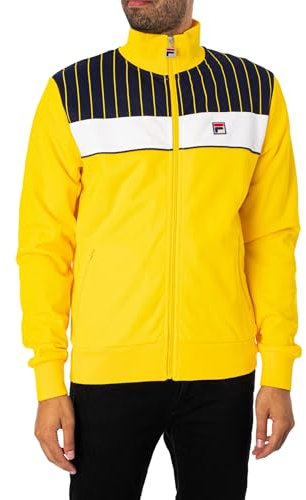 Fila Vintage Eccellente MH049 Contrast Stripe Panel Funnel Neck Track Top XX-Large Yellow