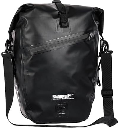 Rhinowalk Fahrradtasche, wasserdichte Fahrrad Gepäckträgertasche, für Fahrrad Gepäckträger, Satteltasche, Umhängetasche, Laptop, professionelles Fahrradzubehör, 27L Schwarz