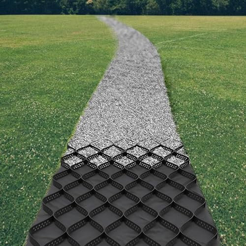 RTOWERM Stabilisateur Gravier Grille de sol Geocell de 2 pouces, grille de gravier de sol HDPE Geogrid, allée de géogrille, système de pavé perméable Grille de stabilisation du sol Pavés perméables Ge
