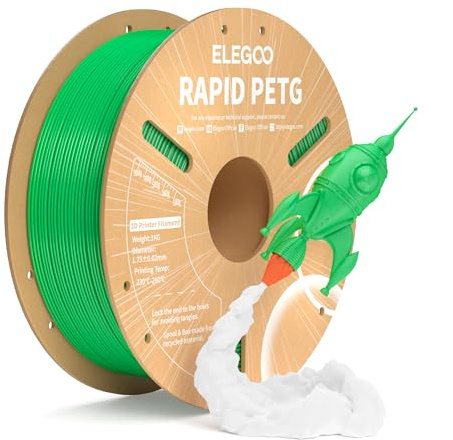 ELEGOO Rapid PETG Filament 1.75mm Grün 1KG | High-Speed bis 600mm/s 3D Drucker Filament, Maßgenauigkeit +/- 0,02mm, 1kg Spule (2.2lbs), Kompatibel mit FDM 3D Drucker