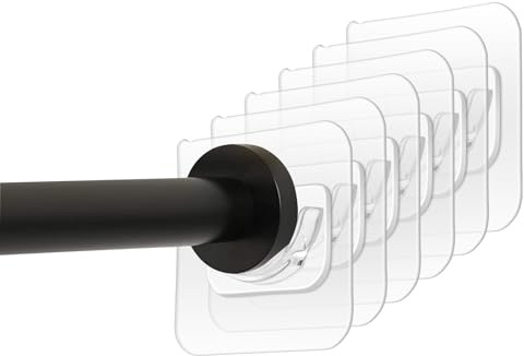 Andibro 6 Stück Selbstklebend Duschvorhangstangen Halter, Gardinenstangenhalter Duschstangenhalter Duschvorhang Halterung Ohne Bohren Wand Montiert Duschstangen Bohrerfreie Installation Kein Bohren