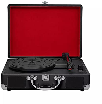 STRAFBRG Tourne-Disque Vinyle Vintage rétro Tourne-Disque Vinyle Portable Portable Multifonctionnel Gramophone Jukebox(Zwart,Vinyl+Bluetooth+USB)