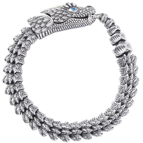 Flongo Herren Armband Schlange Edelstahl Armband Freie Anpassen modisches Armband Junge Leute Armkette Horror-Element Einzigartiges Armband
