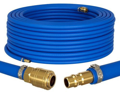 Lumonic 30m Druckluftschlauch mit Schnellkupplung I 13mm I fertig konfektioniert I flexibel, abriebfest und gewebeverstärkt I PVC Druckluftverlängerung I Dose & Stecker