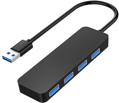 Balabaxer 4-Port USB 3.0 Hub Splitter, suitable for laptops (Windows/Linux), PCs, Xbox, flash drives, hard drives, consoles and printers.