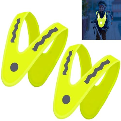 BOBOZHONG Gilets de Sécurité pour Enfants,2 pièces Gilet réfléchissant pour Enfants Gilet de sécurité Collier de Signal en Forme de V,pour Garçon Fille Voiture Running