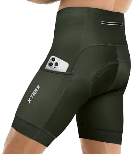 X-TIGER Cycliste Homme avec 3 Poches Montagne Cyclisme Shorts Velo avec Sweat Absorbent Volatility Fast Drying Padded 5D Gel