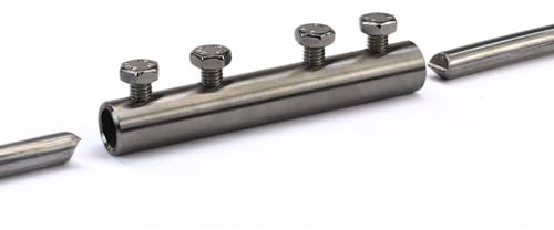 HausHeld® Edelstahl V4A Blitzschutz Durchgangsverbinder für Runddraht Ø8-10mm – Erdungsklemme für Blitzschutzdraht – Korrosionsbeständiger Verbinder für Blitzableiter & Erdungssysteme