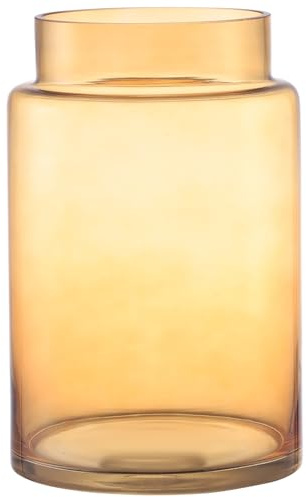 KAYLETIN Große Glasvase, Bernstein Glasvase für Blumen, Große Blumenvasen für Blumensträuße, Hohe Vasen Mit Breiter Öffnung für Zuhause, Hochzeit, Wohnzimmer, Bürodekor, Hochzeit, Couchtisch, 23 cm