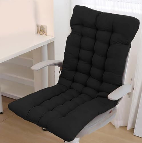 Hochlehner Auflagen für Entspannung Holzstuhl geeignet für Indoor & Outdoor 110x50cm Schwarz Perfekt für Garten Büro Lounge Chair