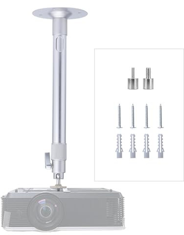 WXLHOTY Universal Projector Wall Ceiling Mount Hanger Adjustable Length from 11.8 inch to 23.6 inch, 11 lbs Load Ceiling Projector Mount Holder Stand Mounting Bracket with 360° Rotatable Head