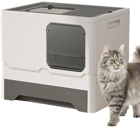 Inodoro para Gatos con Tapa - Cajón Tipo Kitty Caja de Basura, Caja de Basura de Entrada, Cajón Tipo Kitty, Caja de Basura Grande para Gatos con cajón y Pala para Gato con Gatos sin ataduras