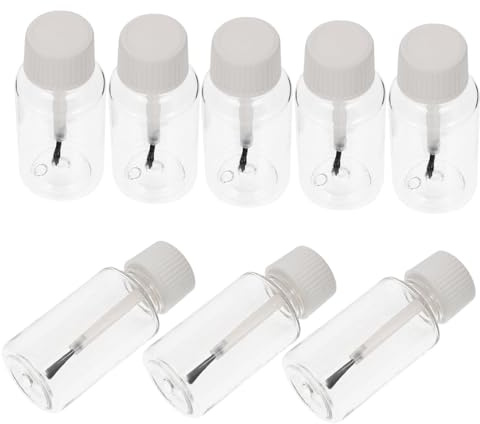 ELAYARD Small Empty Nail Varnish Bottles 8Pcs 20Ml PET Cylindrical Refillable Lightweight Bottles for Travel Grooming on The Go