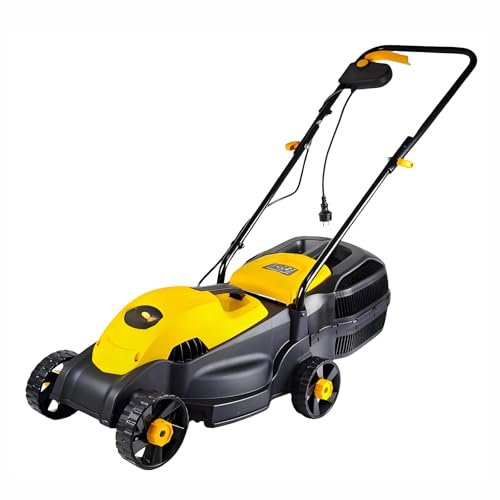 Cortadora De Césped Eléctrica Con Cable De 1200 W, 13 Pulgadas, Bolsa Recolectora De 30 L, Interruptor De Arranque Seguridad Doble, Ajuste Altura Corte 3posiciones, Bajo Nivel Ruido,corte Limpio