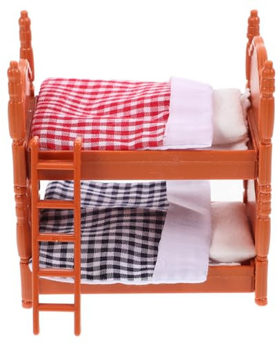 INOOMP Miniatur Doppelbett Für Puppenhaus Realistische Schlafzimmermöbel Mit Kissen Decken Umweltfreundliches Design Kreative Möbel Für Mini-landschaften Junge Mädc