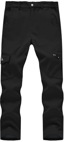 Rdruko Pantaloni da uomo impermeabili invernali, termici, da escursionismo, in pile, foderati, da esterno, da passeggio, caldi, in softshell, da sci, da lavoro, con tasche multiple, Nero , 56